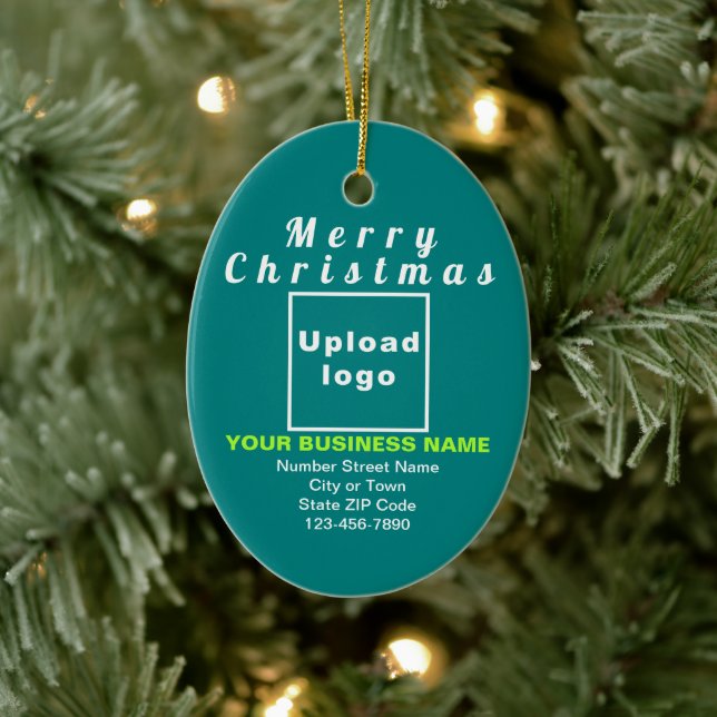 Business Christmas Teal Green Oval Ceramic Tree Decoration (Tree)