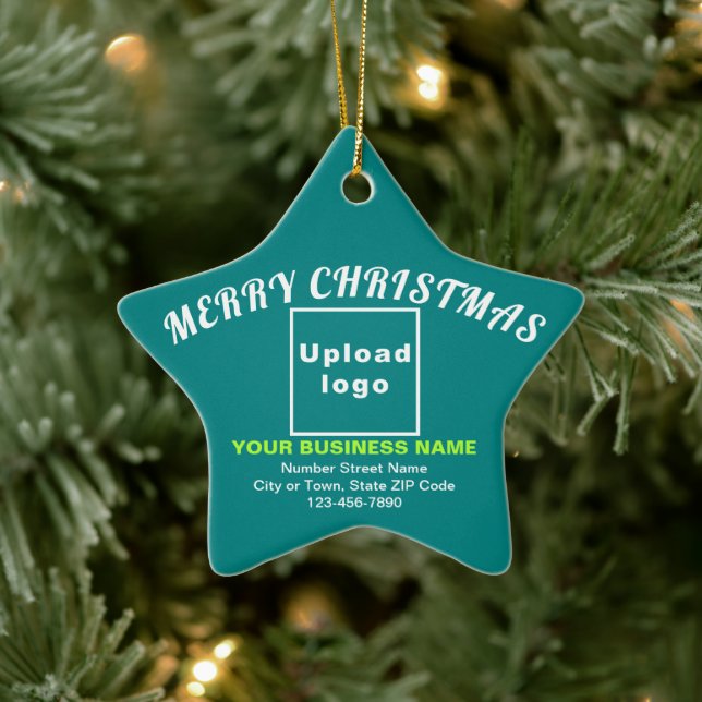 Business Christmas Teal Green Star Ceramic Tree Decoration (Tree)