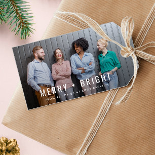 Business Christmas   Team Photo Merry and Bright Gift Tags