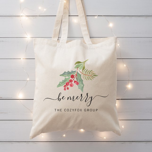 Business Christmas Watercolor Greenery Tote Bag (Business Christmas Watercolor Greenery Tote Bag)