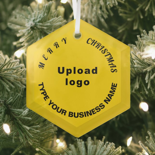 Business Christmas Yellow Glass Hexagon Ornament (Insitu)
