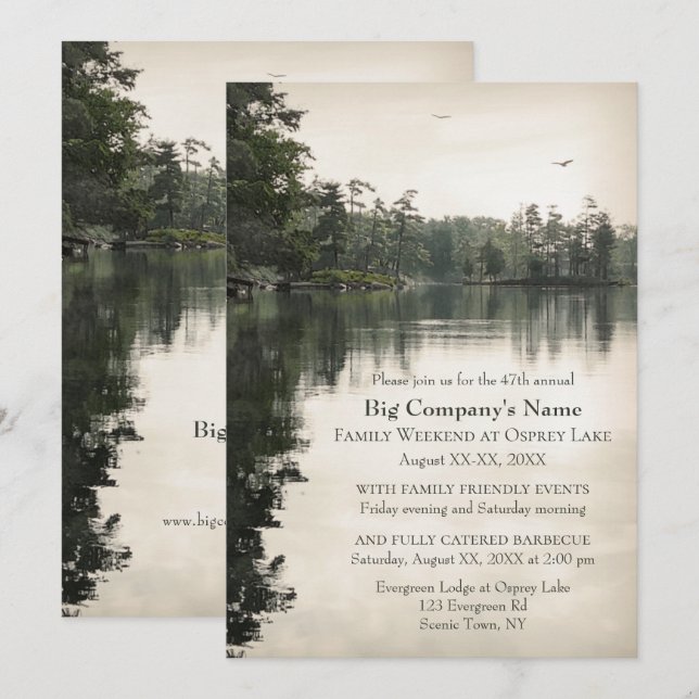 Business Church Retreat Family Jamboree at a lake Invitation (Front/Back)
