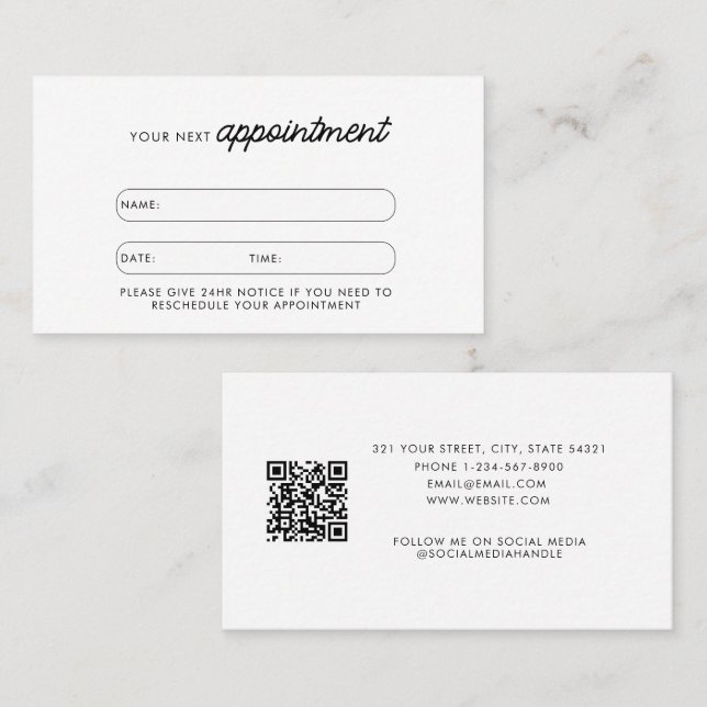 Business Client Appointment Card QR Code Stylish (Front/Back)