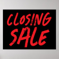 Business Closing Sale Sign, Retail Clearance Sale