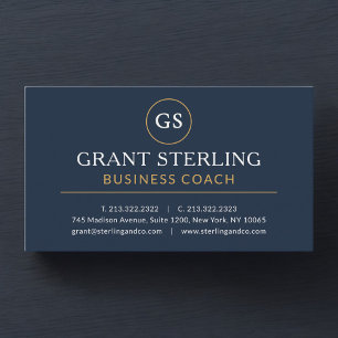 Business Coach Navy Blue Gold Luxury Business Card