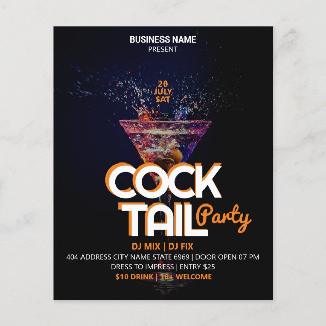 Business Cocktail Event | Black Modern Party Flyer (Front)