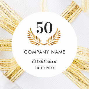 Business comapany name established year gold classic round sticker