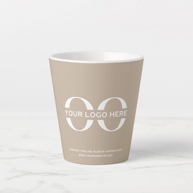 Business Company Corporate Logo Minimalist Beige Latte Mug (Front)
