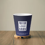 Business Company Corporate Logo Minimalist Navy Latte Mug<br><div class="desc">A simple custom navy blue business template in a modern minimalist style that can easily be updated with your company logo and text. Designed with a square logo image (3000 x 3000 px), you can customise by changing the text and image using the fields provided, or use the "message" button...</div>
