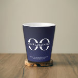 Business Company Corporate Logo Minimalist Navy Latte Mug<br><div class="desc">A simple custom navy blue business template in a modern minimalist style that can easily be updated with your company logo and text. Designed with a horizontal logo banner image (2560 x 1440 px), you can customize by changing the text and image using the fields provided, or use the "message"...</div>