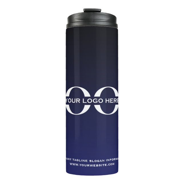 Business Company Corporate Logo Navy Blue Thermal Tumbler (Front)