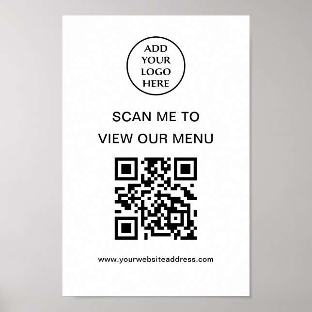Business Company Corporate Logo Scan Me View Menu Poster (Front)