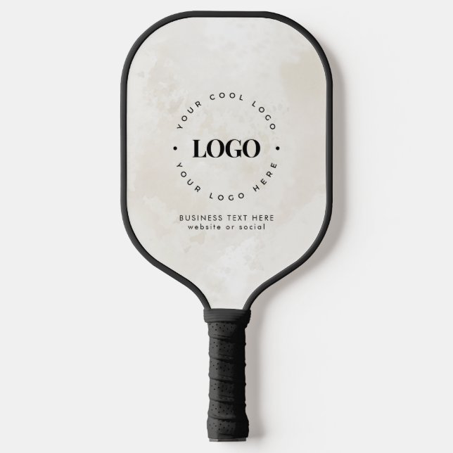 Business Company Custom Logo & Text Chic Marble Pickleball Paddle (Front)