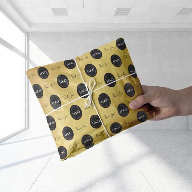 Business Company Custom Logo Thank You Gold Look Tissue Paper (Creator Uploaded)