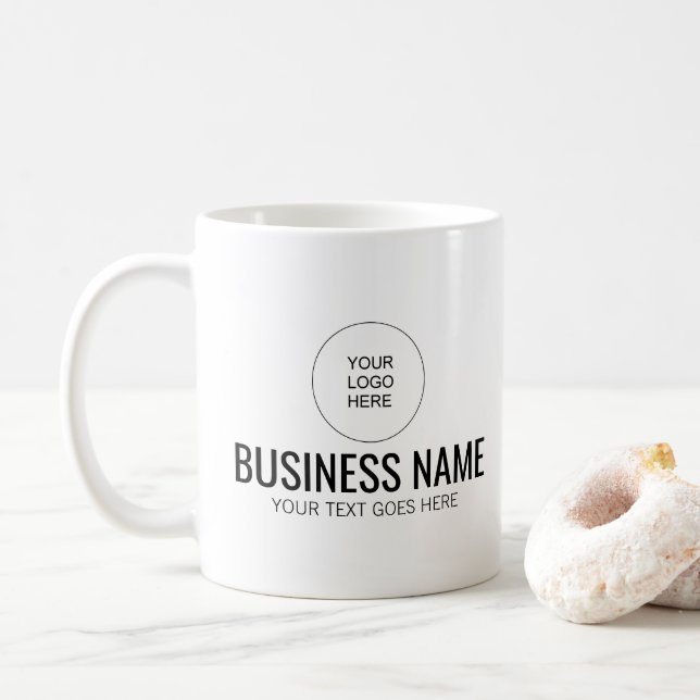 Business Company Logo Add Text Here Template Coffee Mug (With Donut)
