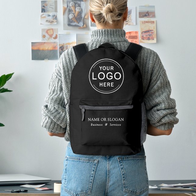 Business Company Logo Brand Modern Swag Promo Printed Backpack (Creator Uploaded)