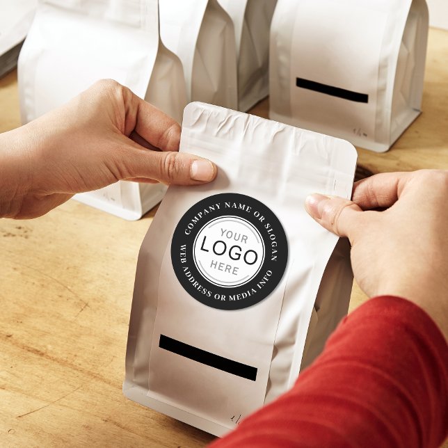 Business Company Logo Brand Photo Black Modern Classic Round Sticker (Several sizes to choose from)