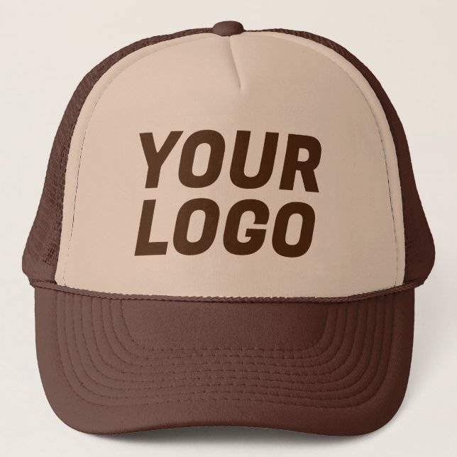 Business Company Logo CUSTOMIZABLE Brown Trucker Hat (Front)