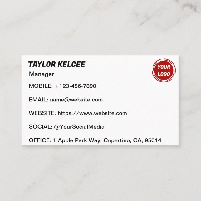 Business Company Logo CUSTOMIZABLE  Card (Front)