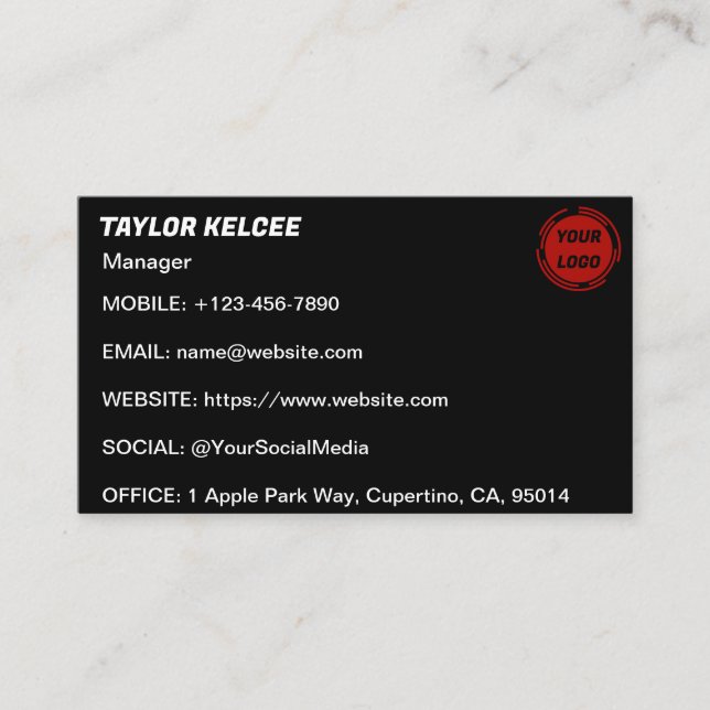 Business Company Logo CUSTOMIZABLE  Card (Front)