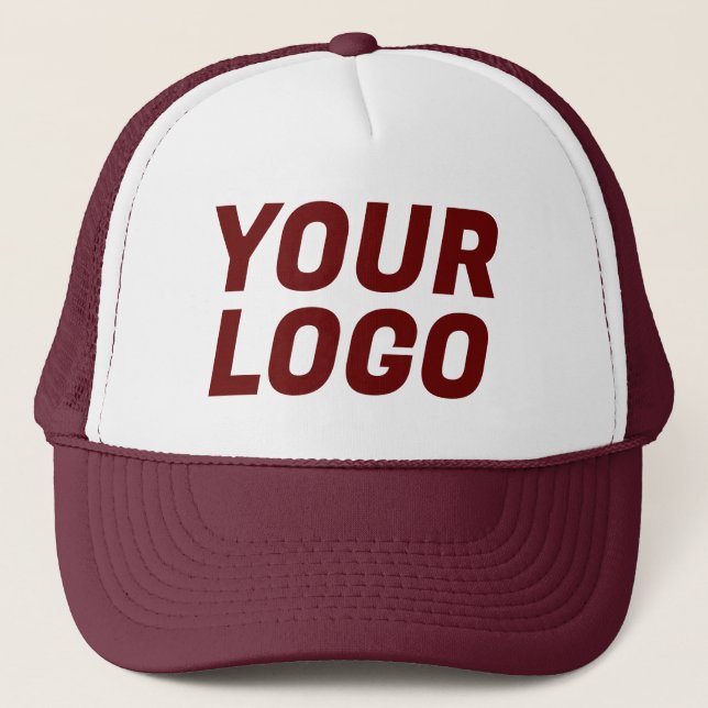 Business Company Logo CUSTOMIZABLE Maroon Trucker Hat (Front)