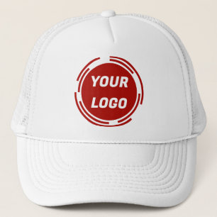 Business Company Logo CUSTOMIZABLE Red and White Trucker Hat