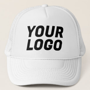 Business Company Logo CUSTOMIZABLE White & Black Trucker Hat