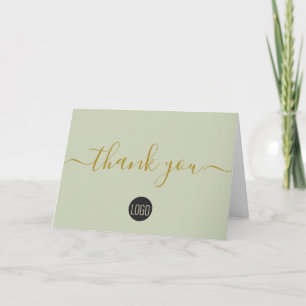 Business Company logo green Gold Black Simple Thank You Card