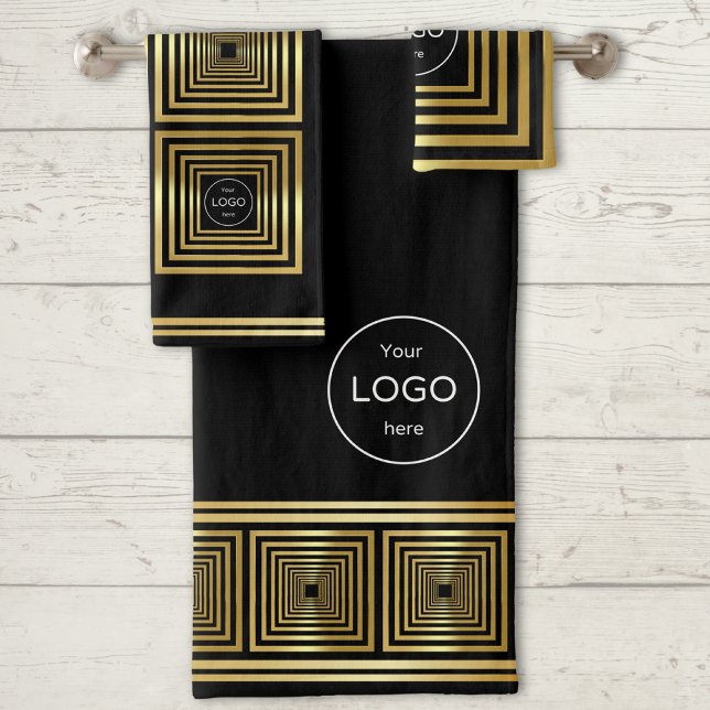 Business company logo luxury black gold Towel set (Creator Uploaded)