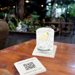 Business company logo name QR code Stone Coaster<br><div class="desc">Personalise and add your business name.  Black letters.  If you want the pillow without text,  use your back-space key to delete.  Add your website url/link to the QR code.</div>
