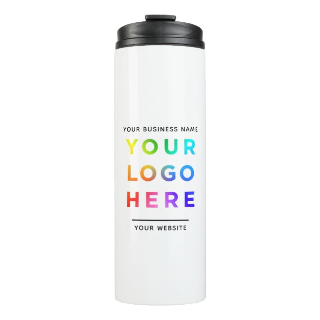 Business Company Logo, Name, Website Promotional Thermal Tumbler (Front)