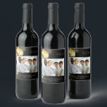 Business Company logo photo Christmas modern Wine Label<br><div class="desc">Personalise and add your own photo of your business team, coworkers, employees. With the text: Thank you for being part of our team written with a modern white letters. An elegant black background, with faux gold baubles as decoration. Template for your own photo. Template for a year and your logo....</div>
