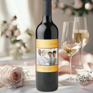Business Company logo photo thank you gold award Wine Label