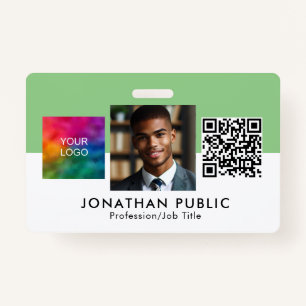 Business Company Logo QR Code Employee Modern ID ID Badge