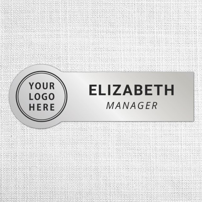 Business Company Logo Silver Name Tag (Creator Uploaded)