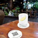 Business company logo text QR code Coaster<br><div class="desc">Personalise and add your business,  company logo,  name or text.  Add your business website url/link.  Black letters.  If you want the pillow without text,  use your back-space key to delete.</div>