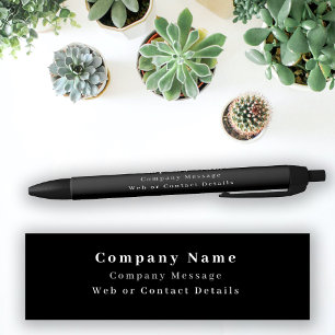 Business Company Name & Text Black Ink Pen