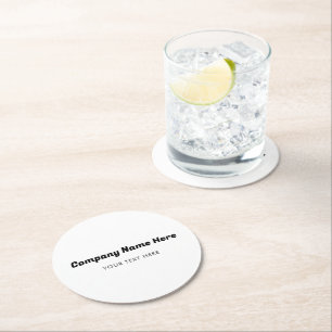Business Company Name & Text Customer Gifts Round Paper Coaster