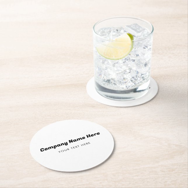 Business Company Name & Text Customer Gifts  Round Paper Coaster (Insitu)
