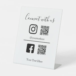 Business Company QR code Instagram Facebook Sign 
