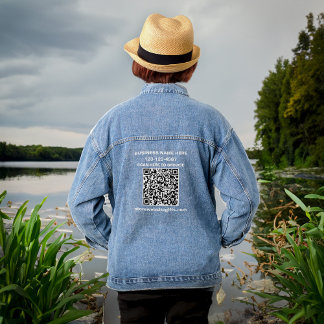 Business Company QR Code Marketing Promote Custom Denim Jacket
