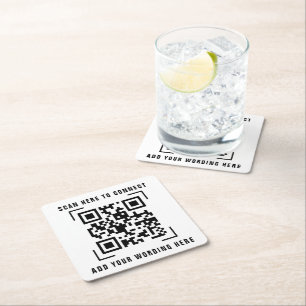 Business Company   QR Code Scan  Square Paper Coaster