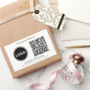 Business Company Round Logo QR code Large Rectangular Sticker