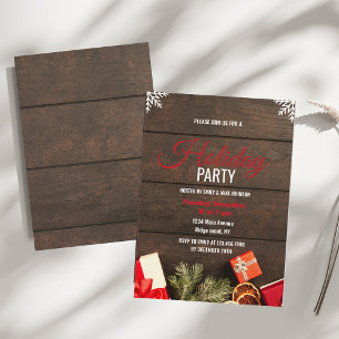 Business Company Wooden  Corporate holiday party Invitation