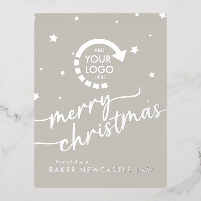 Business Company YOUR LOGO Foil Holiday Post Card (Front)