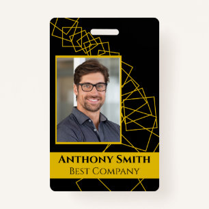 Business Conference ID Badge Black and Gold