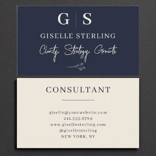 Business Consultant Elegant Navy Blue Cream Card
