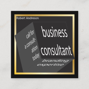 Business Consultant Geometric Black Cube Amazing Square Business Card