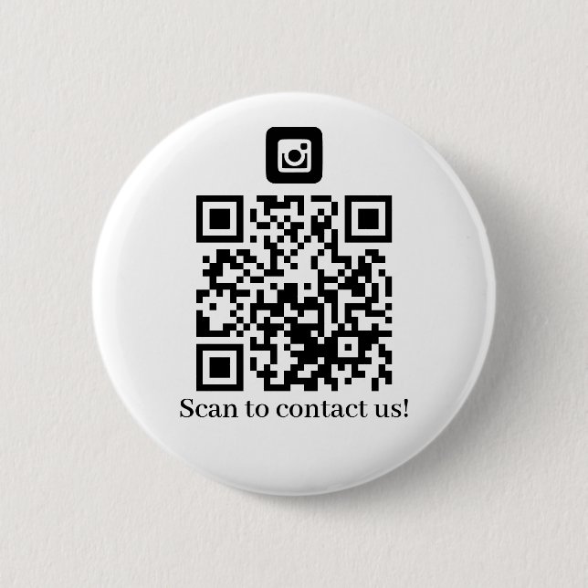 Business Contact us QR code 6 Cm Round Badge (Front)