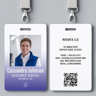 Business Corporate Blue Gradient Employee ID Photo Badge